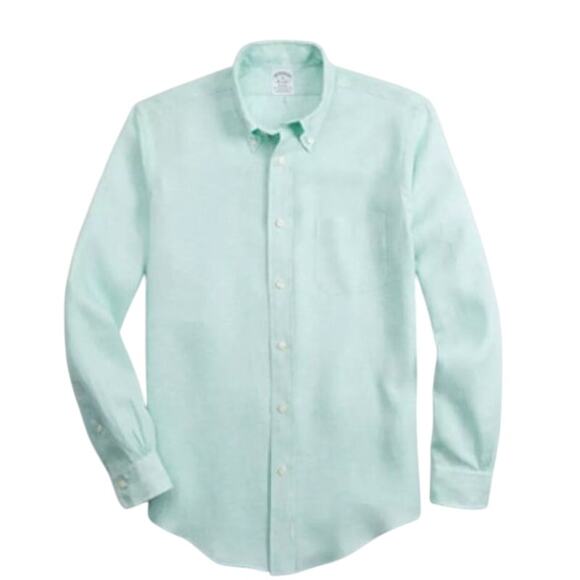 Brooks Brothers Irish Linen Green Long Sleeve Button Down XL - Picture 1 of 4